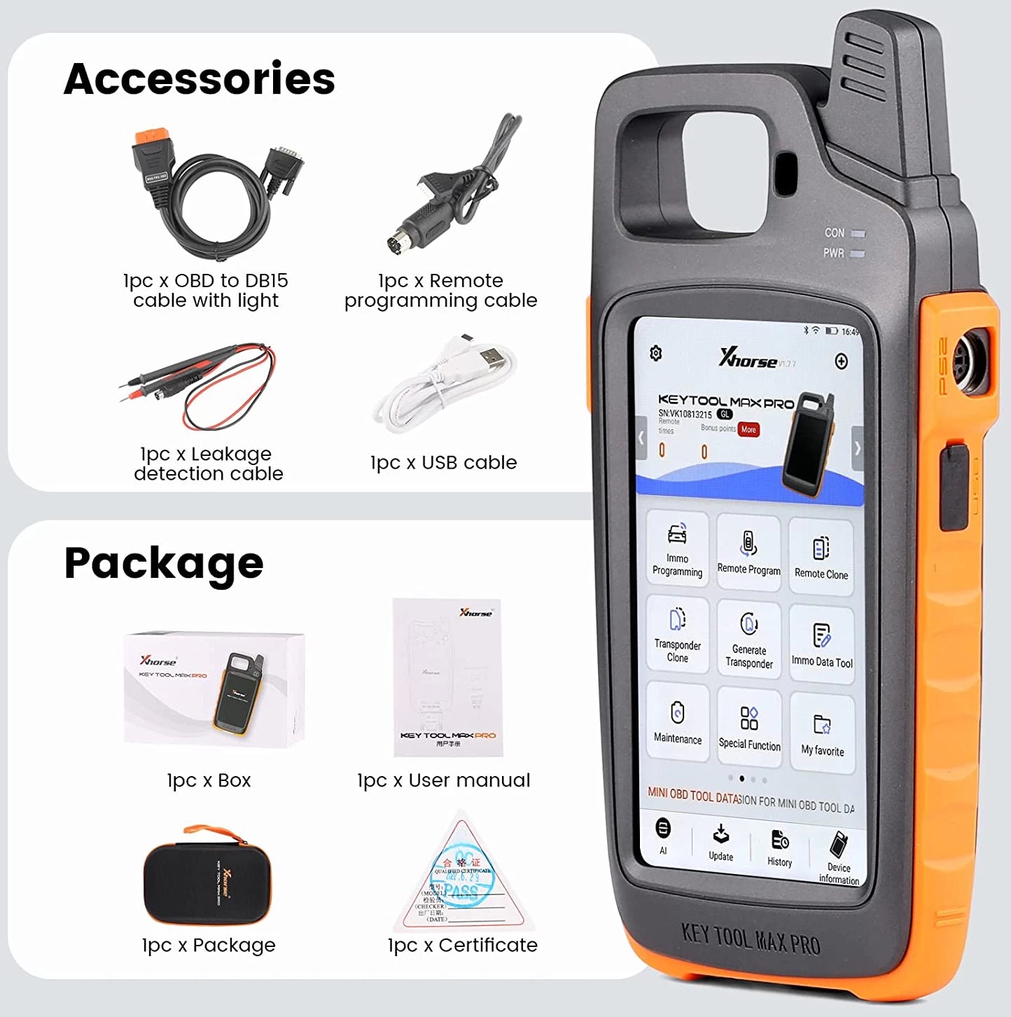 Xhorse Keytool Max Pro Cloner & OBD Programming + Digital Volt Meter