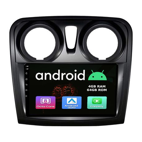 Renault Sandero 2014 - 2022 Android radio with Apple Play 4+64GB with free reverse camera