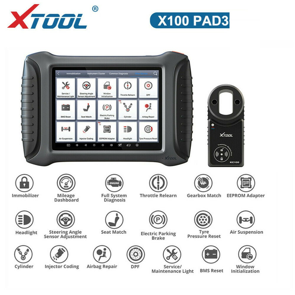 XTOOL X100 PAD3 (X100 PAD Elite) Tablet Key Programmer + KC100 + Diagnostics